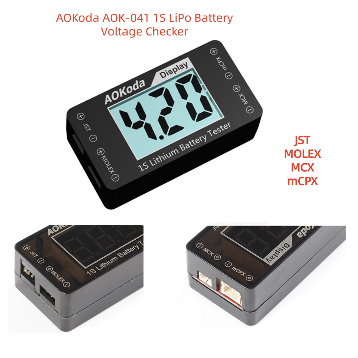 Drone Battery Voltage Checker - AOKoda AOK-041 1S LiPo Battery Voltage