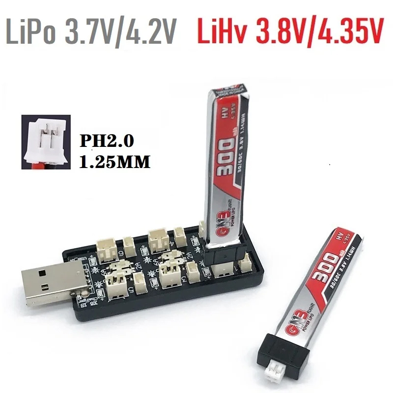 Drone Battery Balance Charger - 6CH USB 1S LiPo/LiHv 3.7V/4.2V 3.8V/4.35V