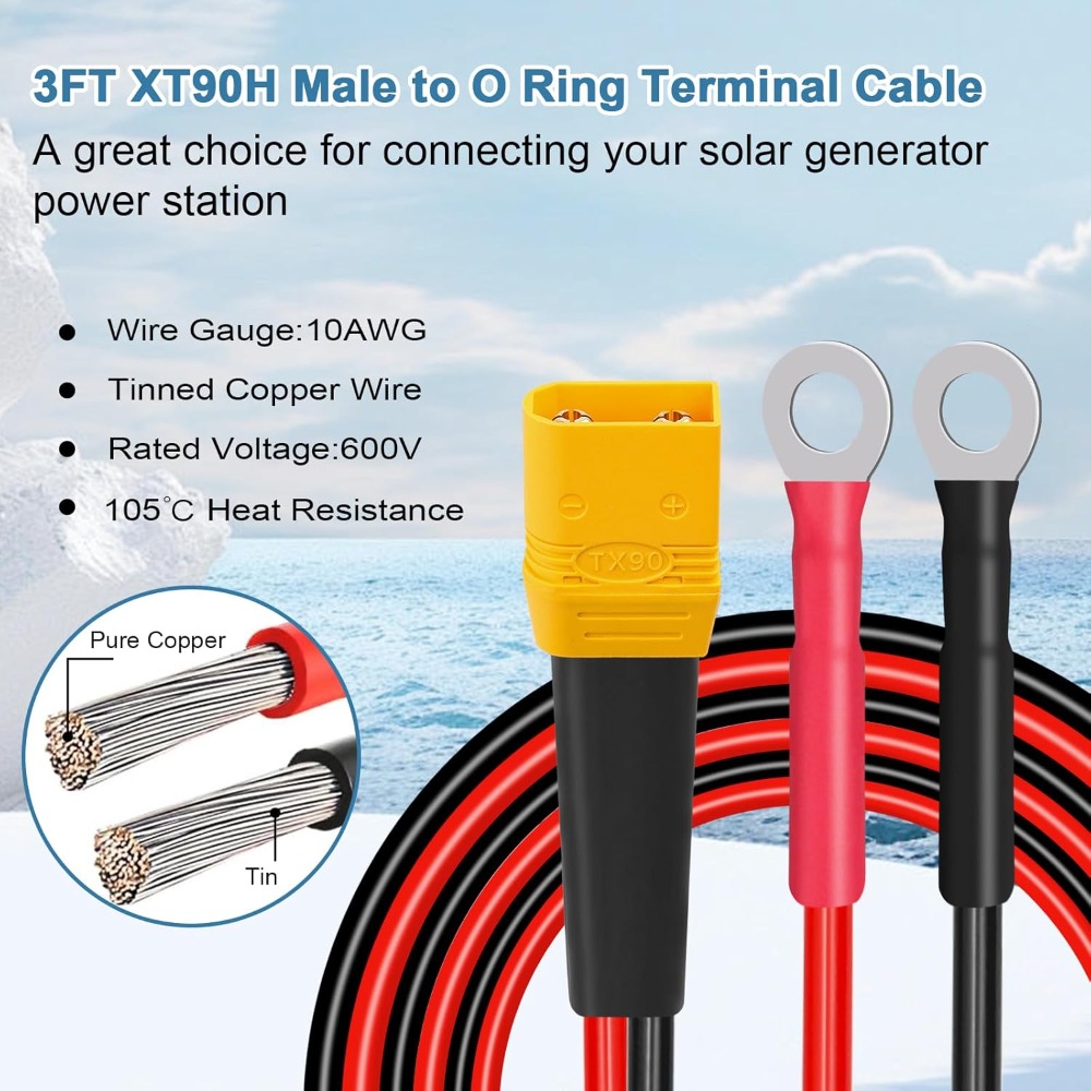 Drone Battery Connector - XT90 to O Ring Terminal Cable