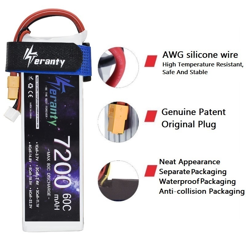 Upgrade 2S 7.4V 7200mAh 60C 6S - Drone Battery 6S recension och pris