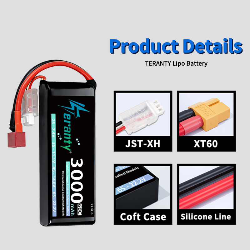 TERANTY 2S 3000mAh Lipo Batter - Drone Battery Connector recension och pris