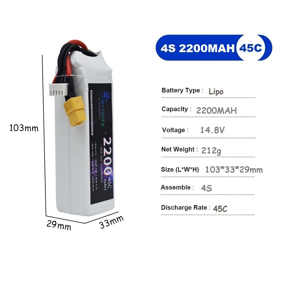 4S LiPo Battery 14.8V 1500mah  - Drone Battery 4S recension och pris