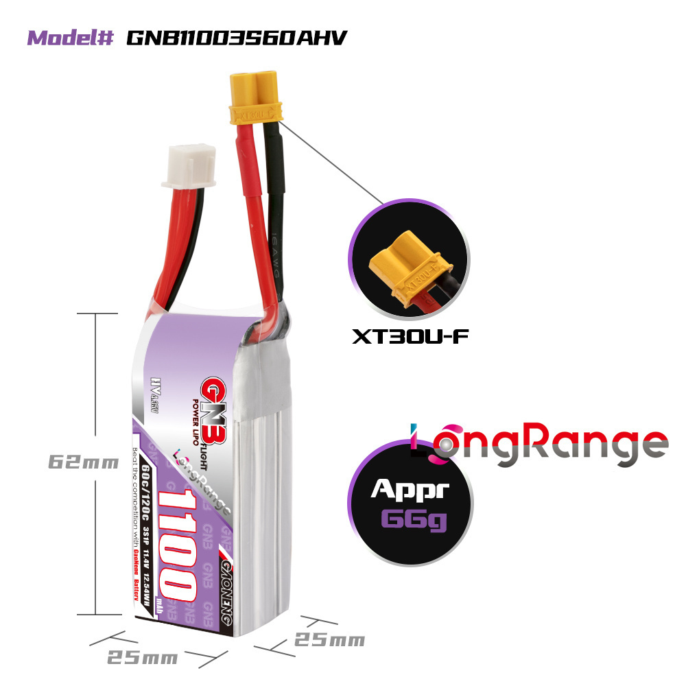 GNB 1100mAh 2S 3S 4S 6S 60C/12 - Drone Battery 4S recension och pris