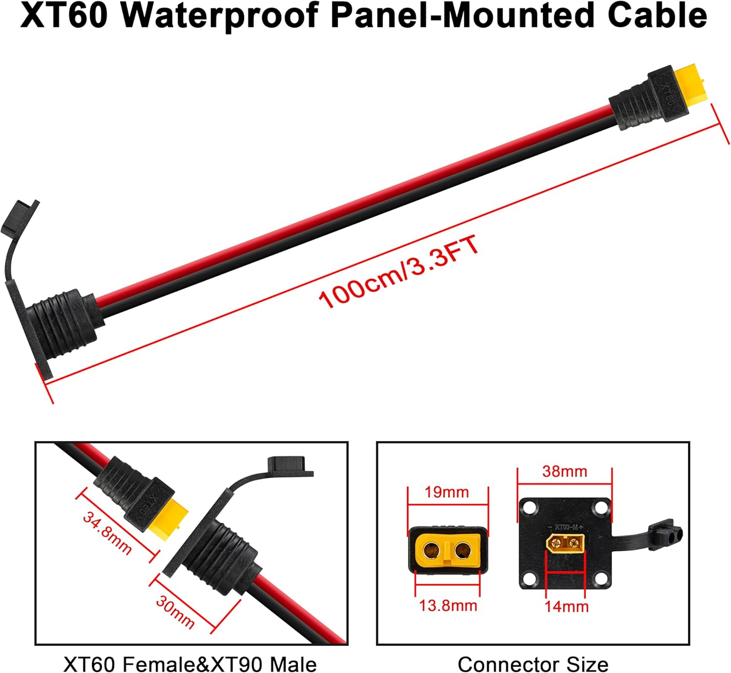 JMUYTOP 3FT 12AWG XT60 Panel M - Drone Battery Connector recension och pris