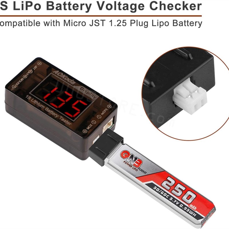 AOKoda AOK-041 1S LiPo Battery - Drone Battery Voltage Checker recension och pris